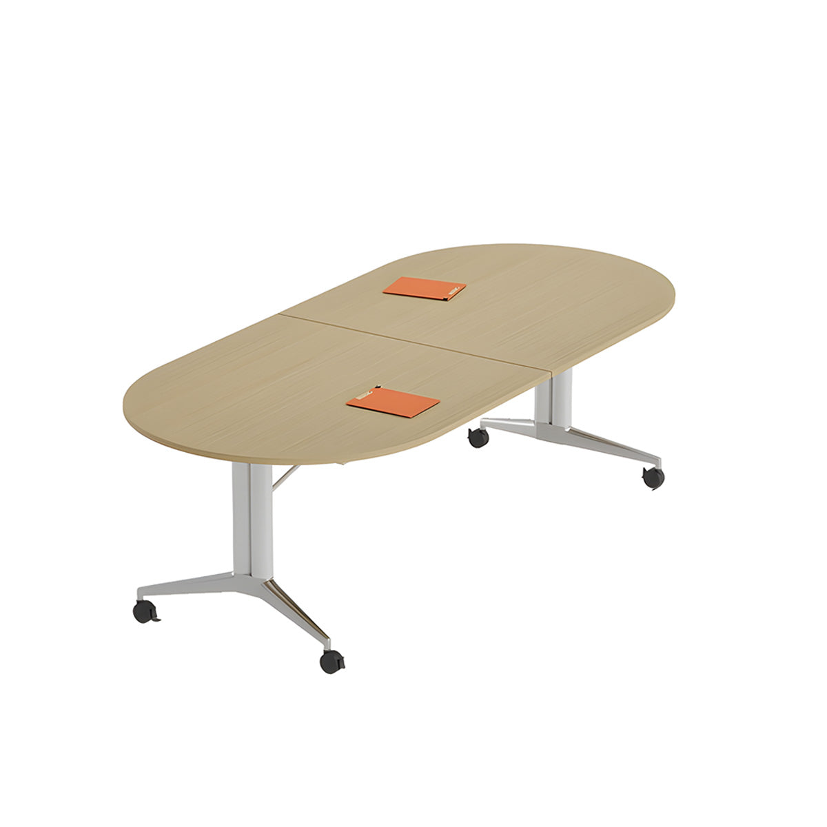 Folding Conference Table with Oval Top and Aluminum Legs for Offices