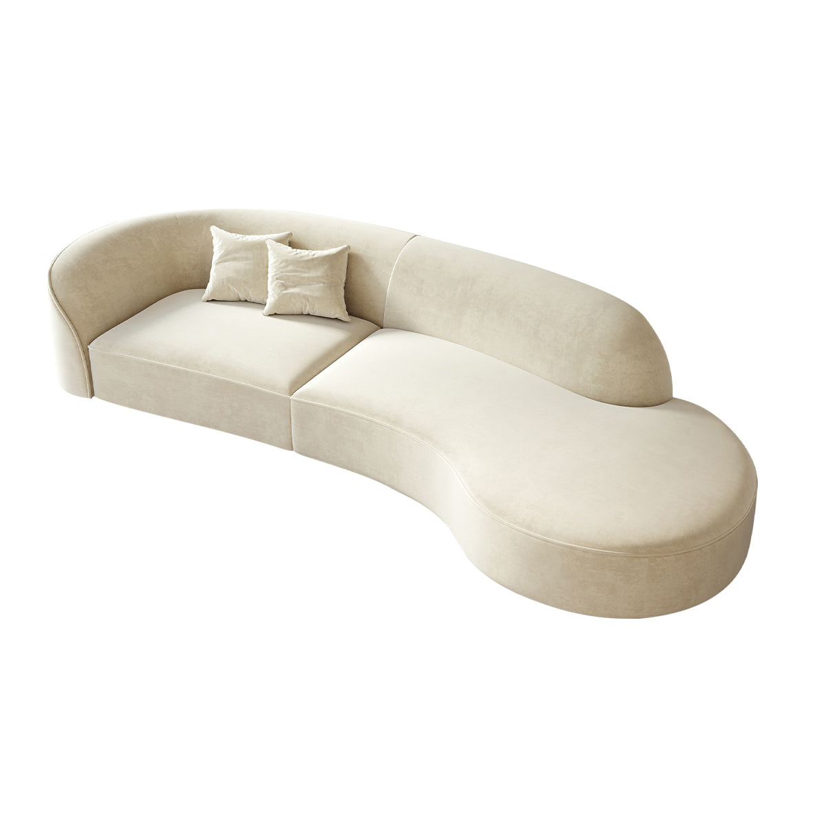 Minimalist Soft Curved Sofa with Single Armrest for Living Room（Stock Items）