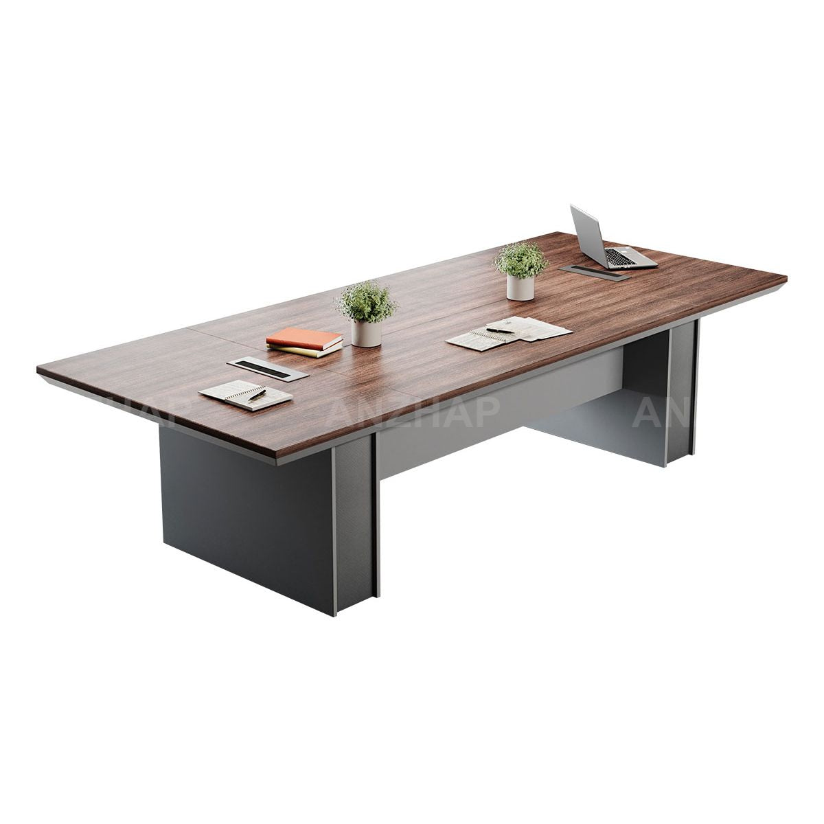Rectangular Conference Table with a Sturdy Wooden Base