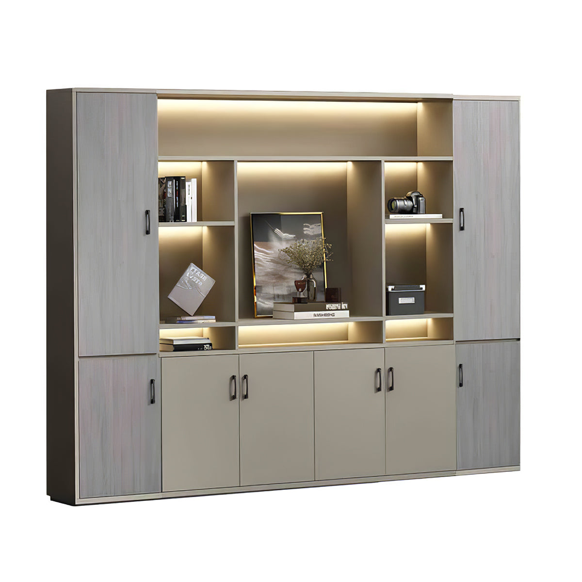 Premium Chic Storage Cabinet with Open & Enclosed Compartments