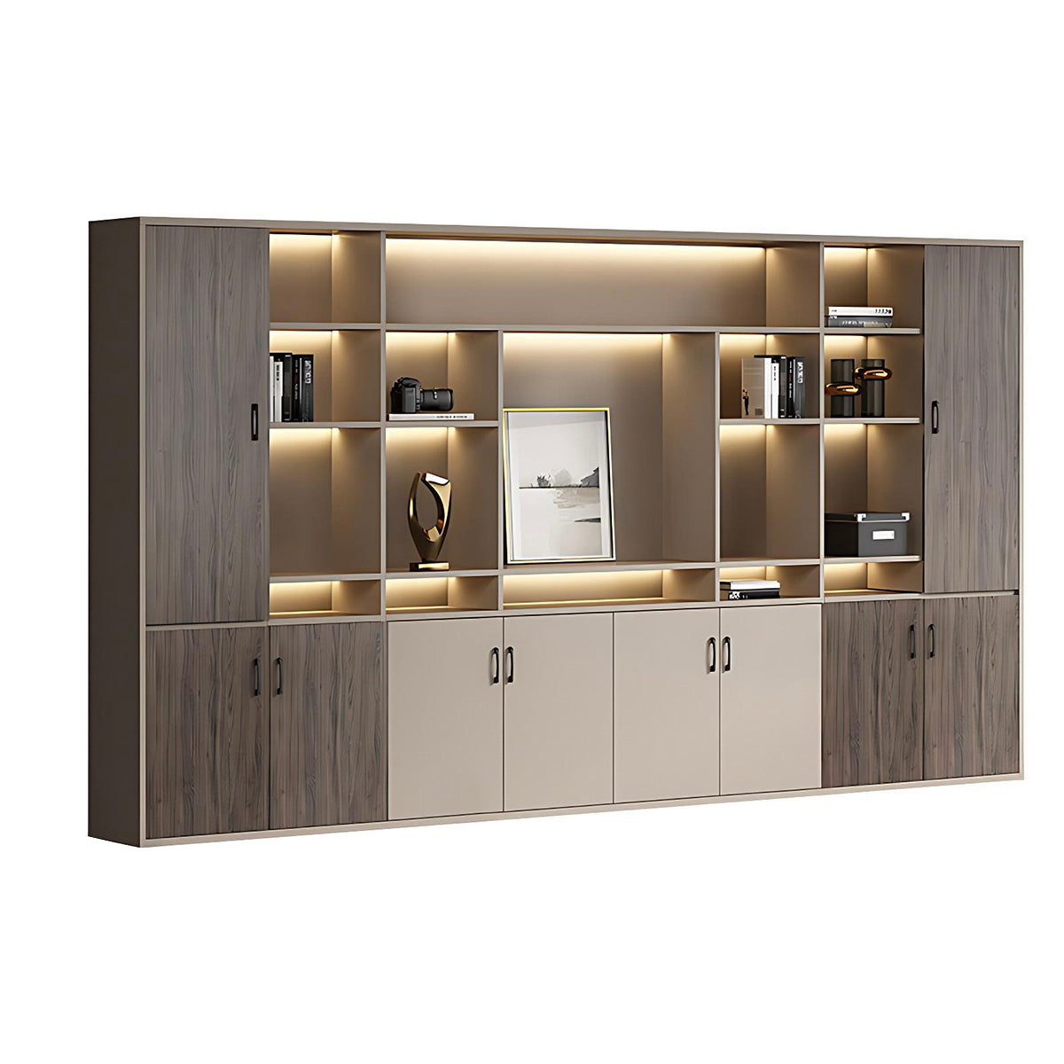 Premium Chic Storage Cabinet with Open & Enclosed Compartments
