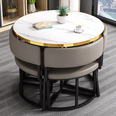 Modern Office Reception Round Table with 4 Backrest Chairs（Stock Items）