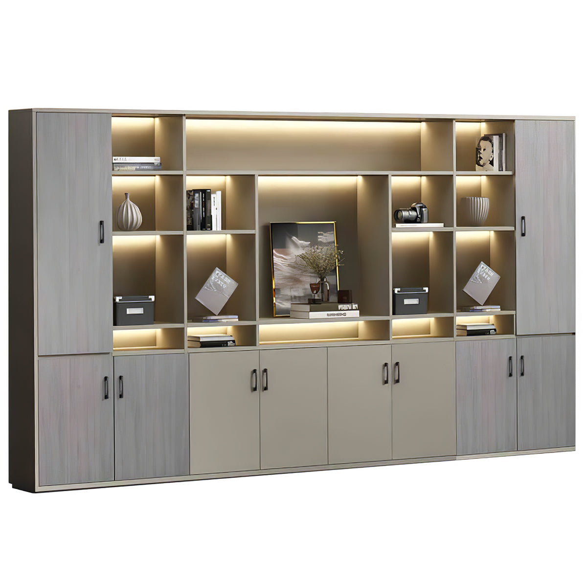 Premium Chic Storage Cabinet with Open & Enclosed Compartments