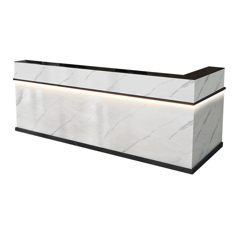 Compact Baked Paint Reception Desk With Keyboard Tray And Lockable Drawer For Salons, Boutiques And Offices