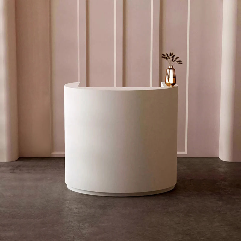 Modern Minimalist Reception Desk 24–79 in Wide with LED Accent Lighting, Lockable Drawers & Transaction Counter（Stock Items）