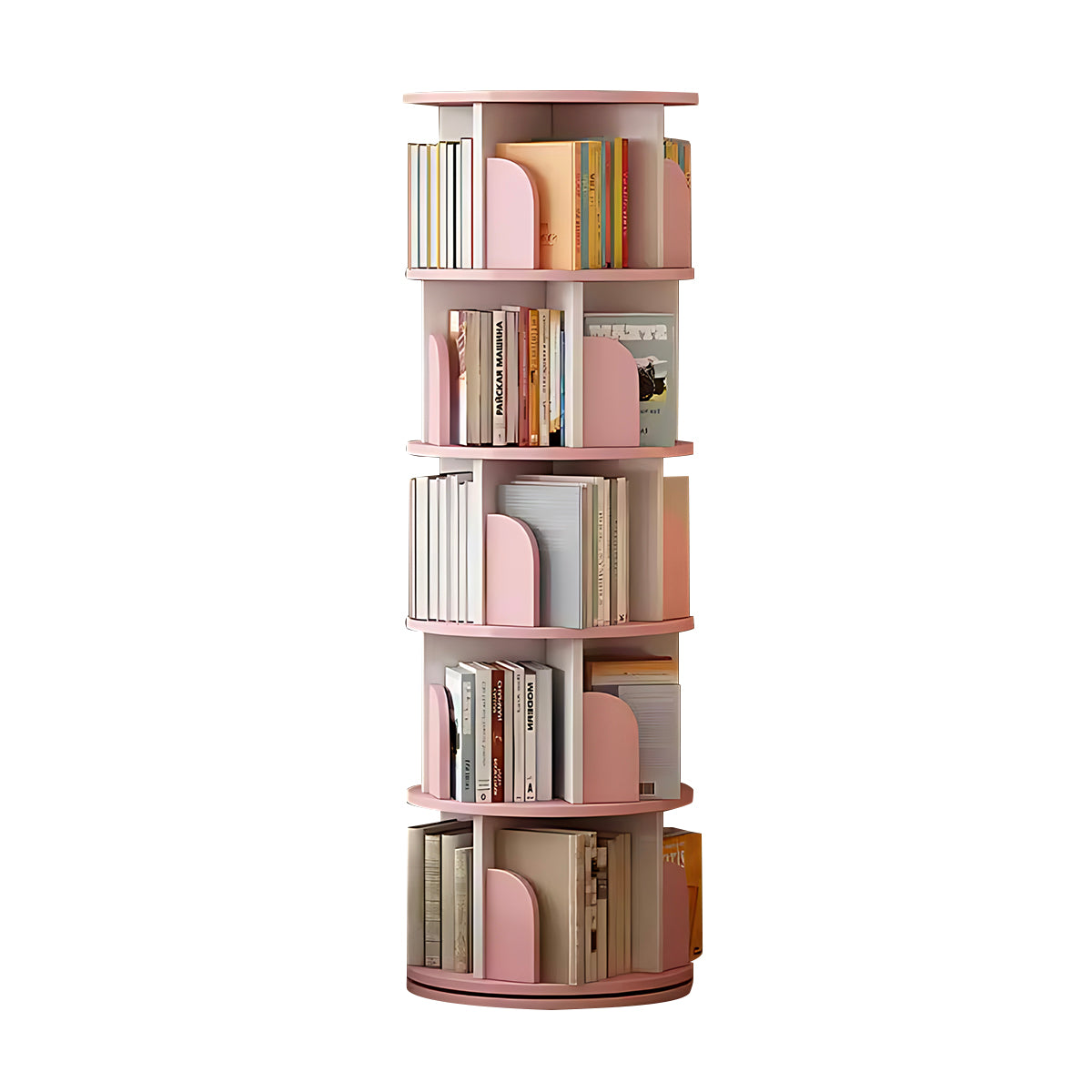 Minimalist Rotating Bookshelf, 360° Rotation, Multi-Layer Storage, Casters