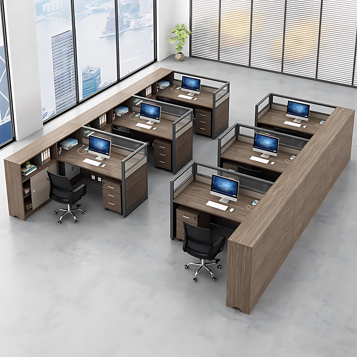 Stylish Low-Emission Office Desk with Privacy Screen for Cubicle Workspaces