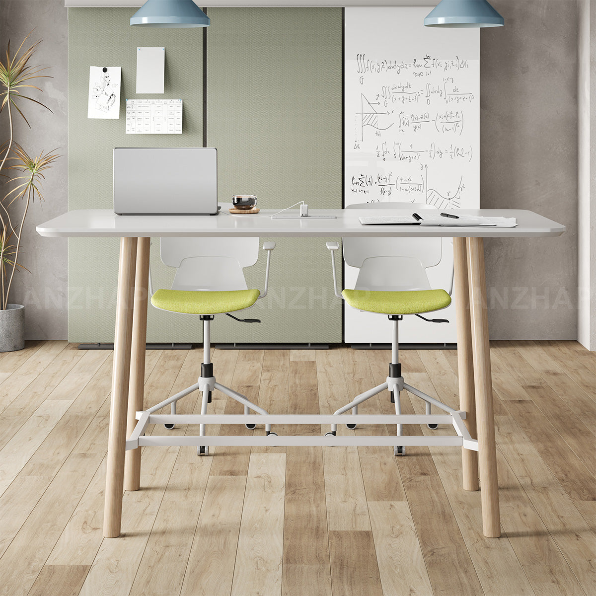 Bar Table with Built-In Power Outlet, 1.18-Inch Thick Top & Reinforced Legs（Stock Items）