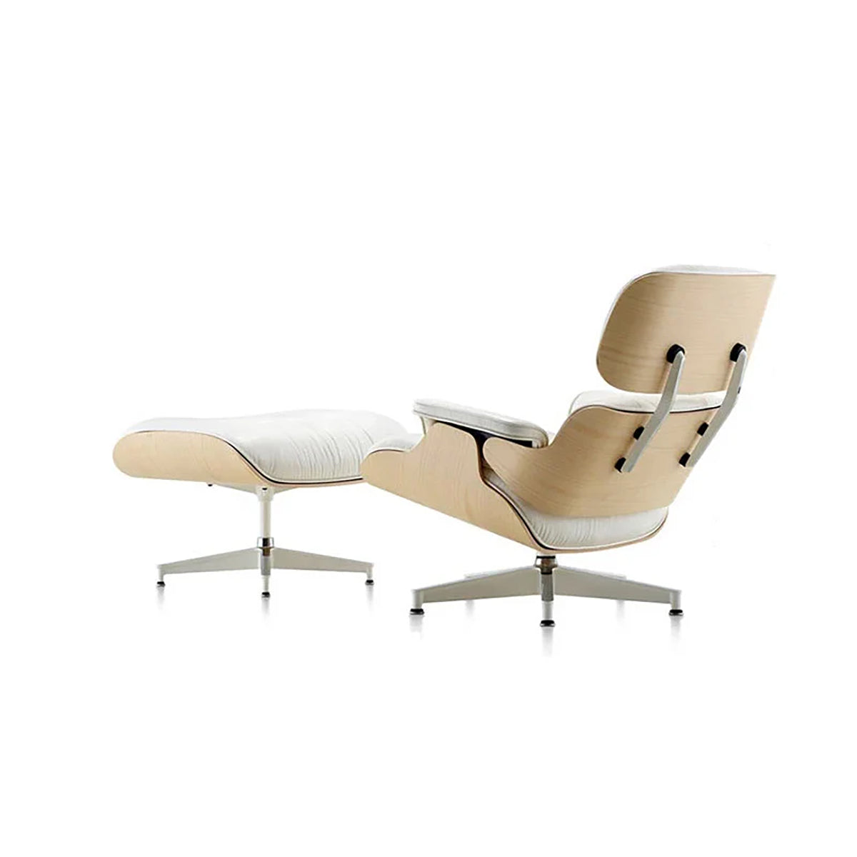 Executive Chair-1, Off-white Ash Wood Grain (Chair+Ottoman) Microfiber Leather L35" x W25" x W33”, Off-white finish, for office workstation, ergonomic...