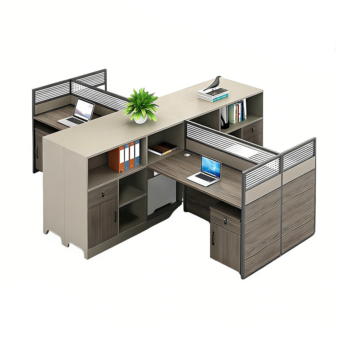 Contemporary Minimalist Multi-functional Office Desk with Partition Design
