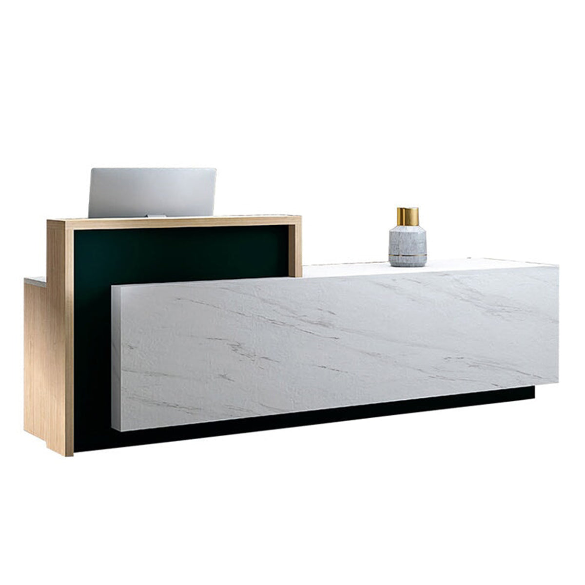 Reception Desk 71–126 in Wide with File Drawers & Marble Top