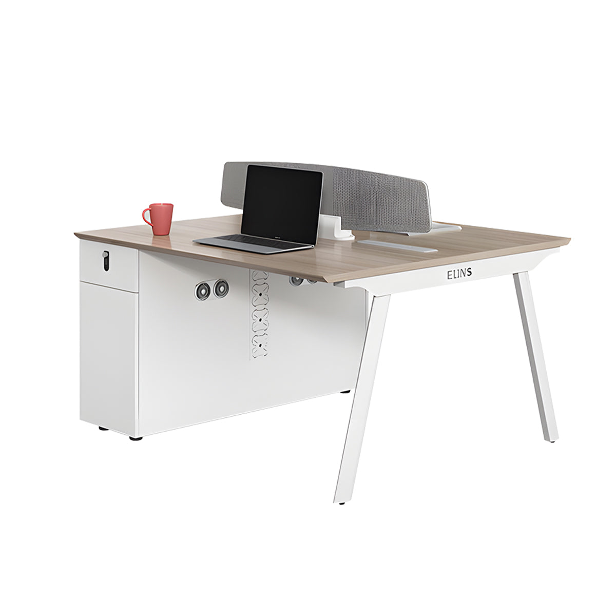 Multi-Person Office Desk with Built-In Outlets for Office Workstation
