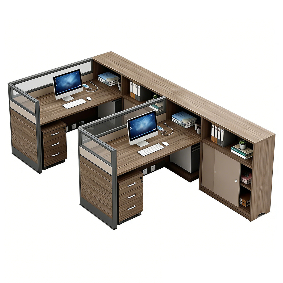 Stylish Low-Emission Office Desk with Privacy Screen for Cubicle Workspaces