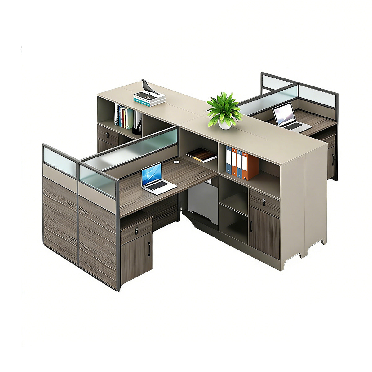 Contemporary Minimalist Multi-functional Office Desk with Partition Design