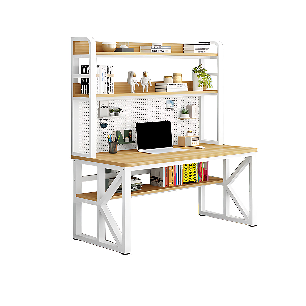 Modern Solid Wood Desk with Multi-Functional Storage & Efficient Organization