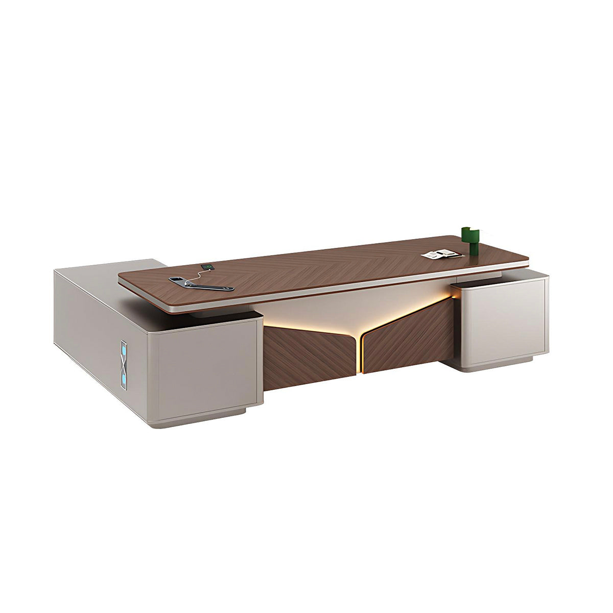 Minimalist Executive Desk Eco-Friendly Panel Side Cabinet and Fingerprint Lock