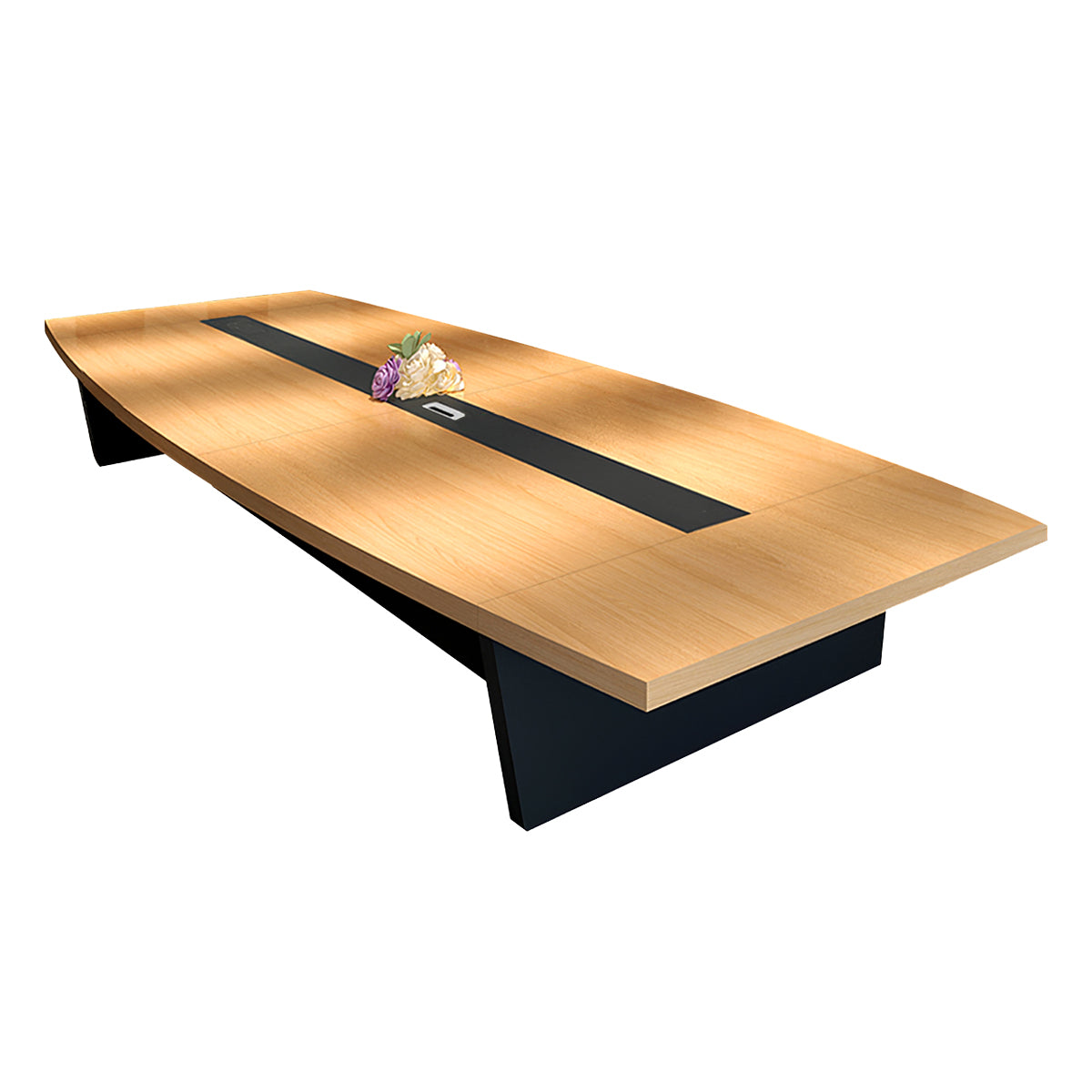 Modern Boat-Shaped Conference Table with Cable Management Ports