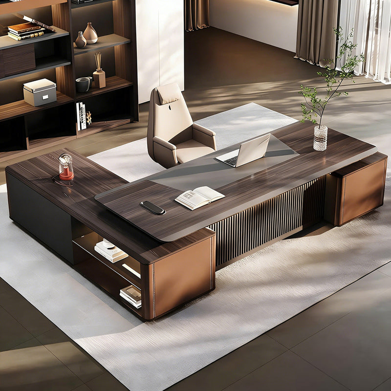 Luxury Executive Desk with Secure Storage Cabinet