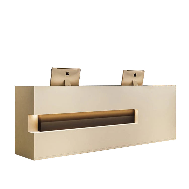 Retro Rectangular Solid Wood Reception Desk