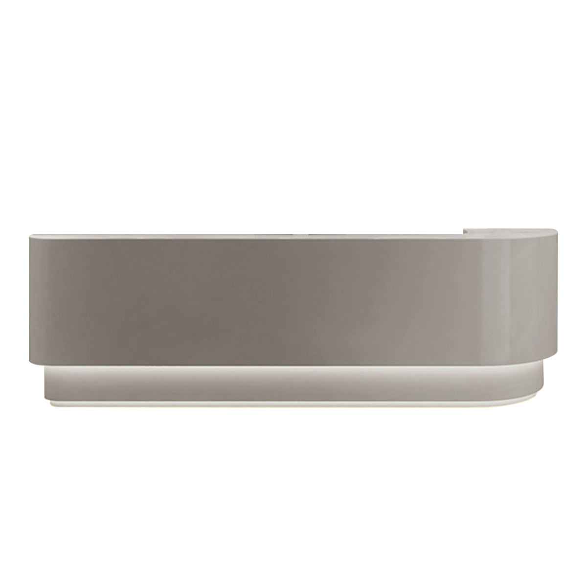Modern Curved Reception Desk with LED Lighting, Locking Drawers, and Privacy Panel