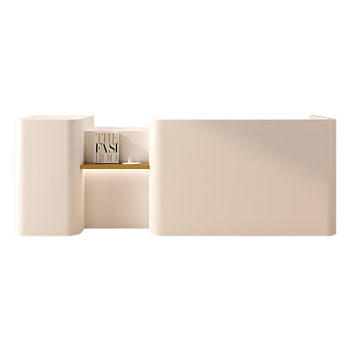 Elegant High-End Reception Desk with Display Shelves and Spacious Storage Compartments