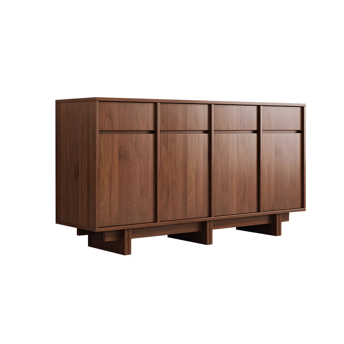 Modern Rustic Solid Wood Sideboard Buffet with Large Storage and Open Base