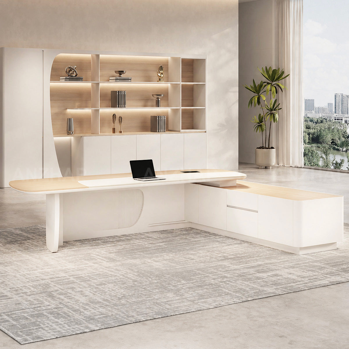Executive Desk, office room scene, for executive office workspace, modern executive office furniture