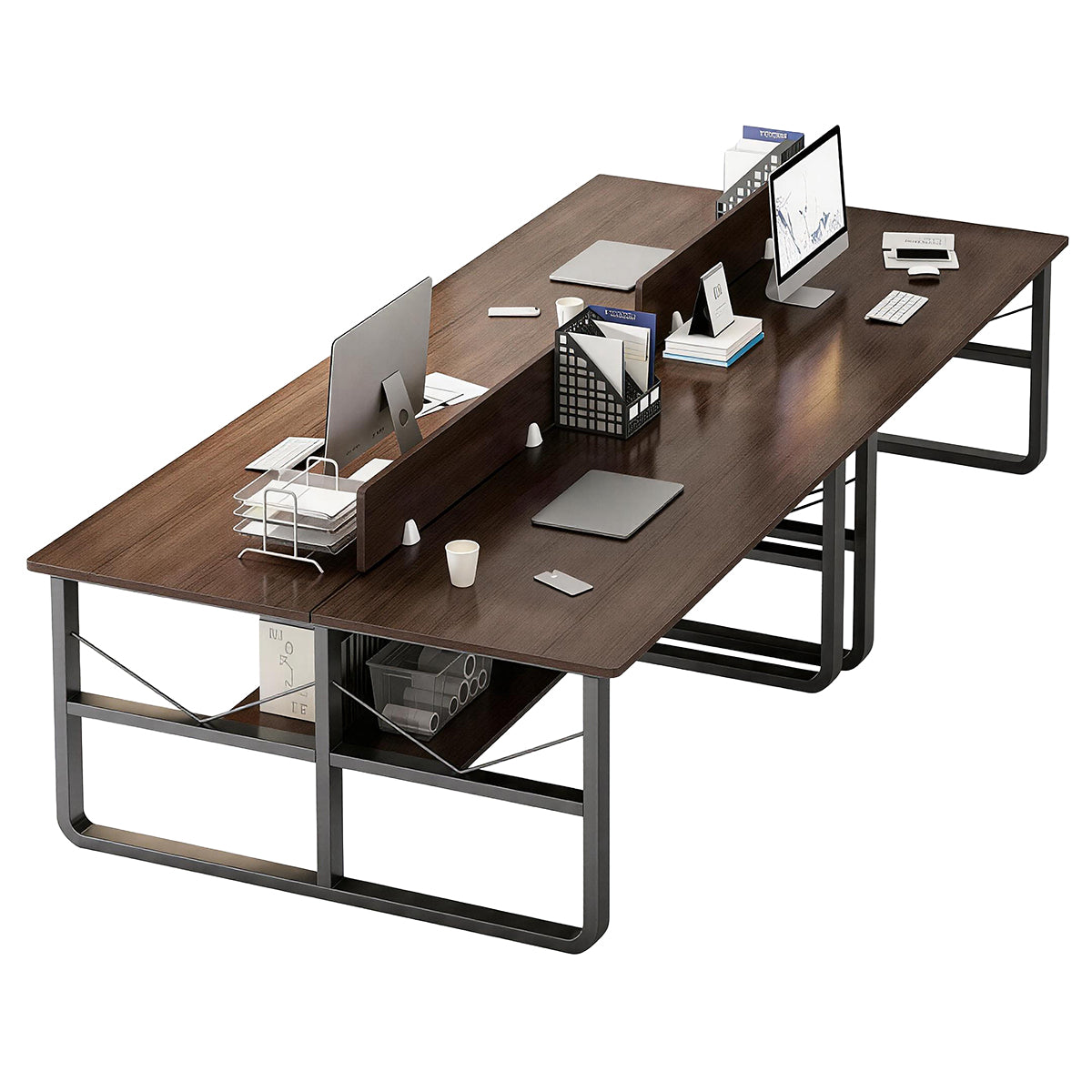 Simple  Office Desk with Partition for Staff, Freely Customizable, U Shaped Bracket