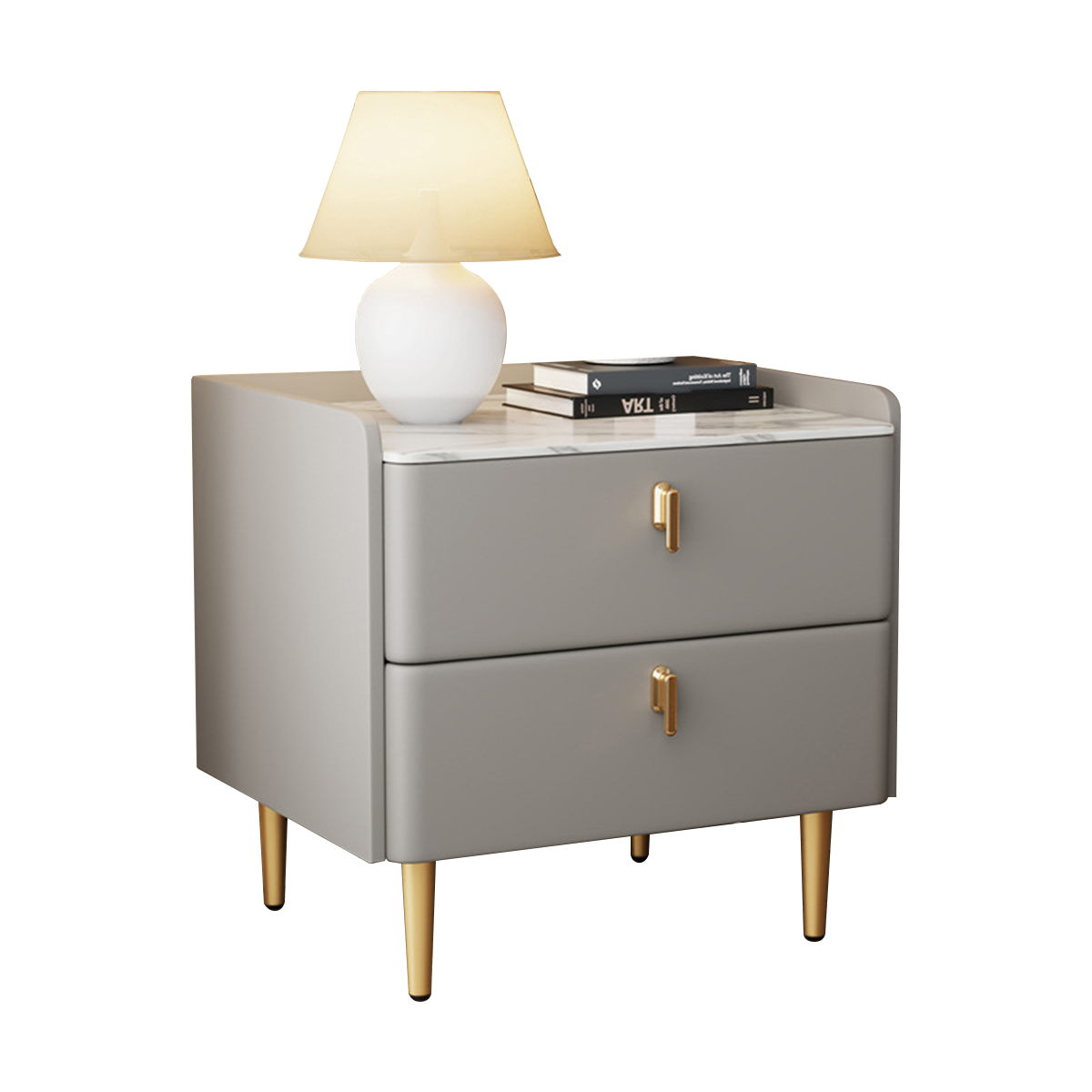 Italian Minimalist Bedside Table with Sturdy Metal Legs