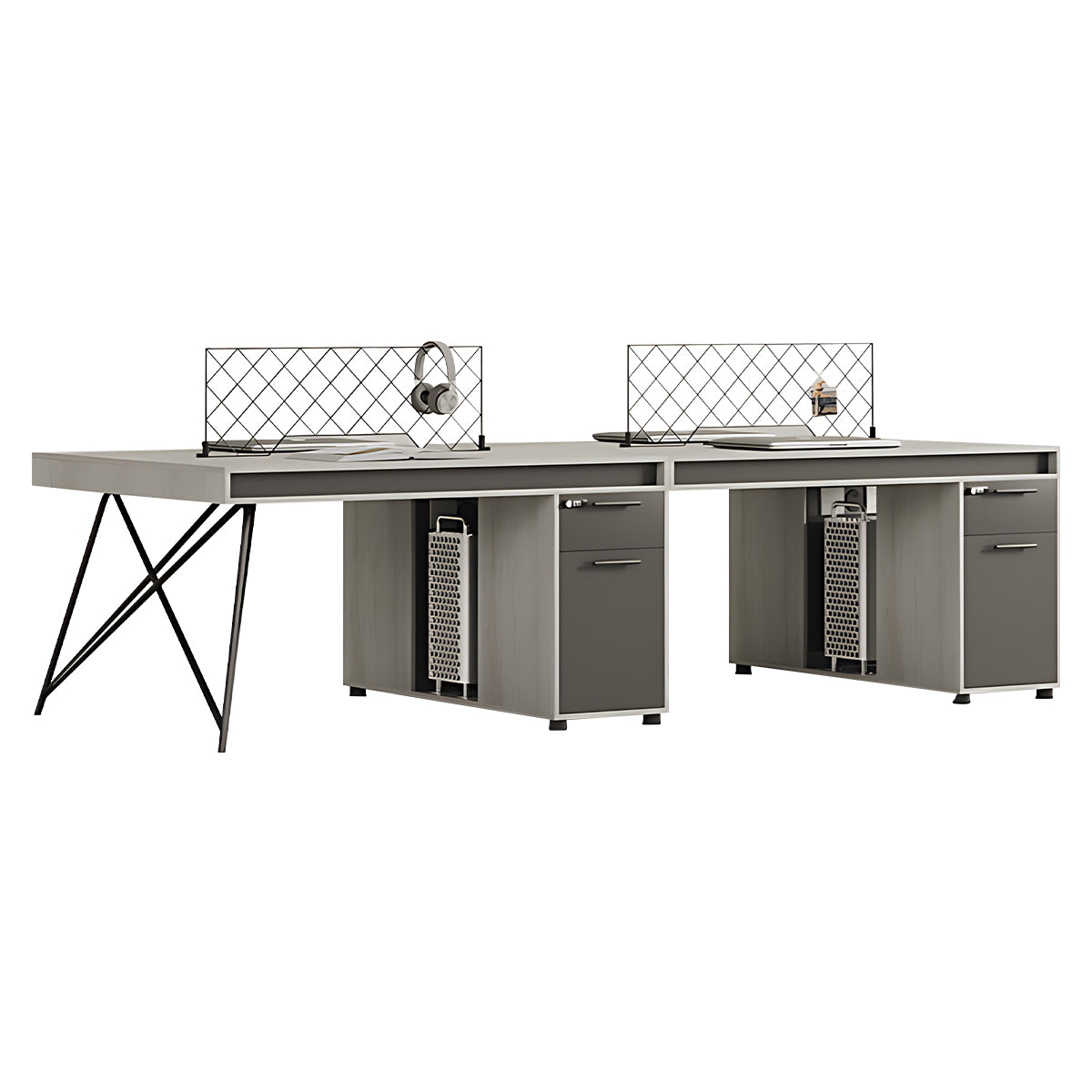 Modern Office Desk Steel Frame E1 Board Lockable Drawer CPU Cabinet