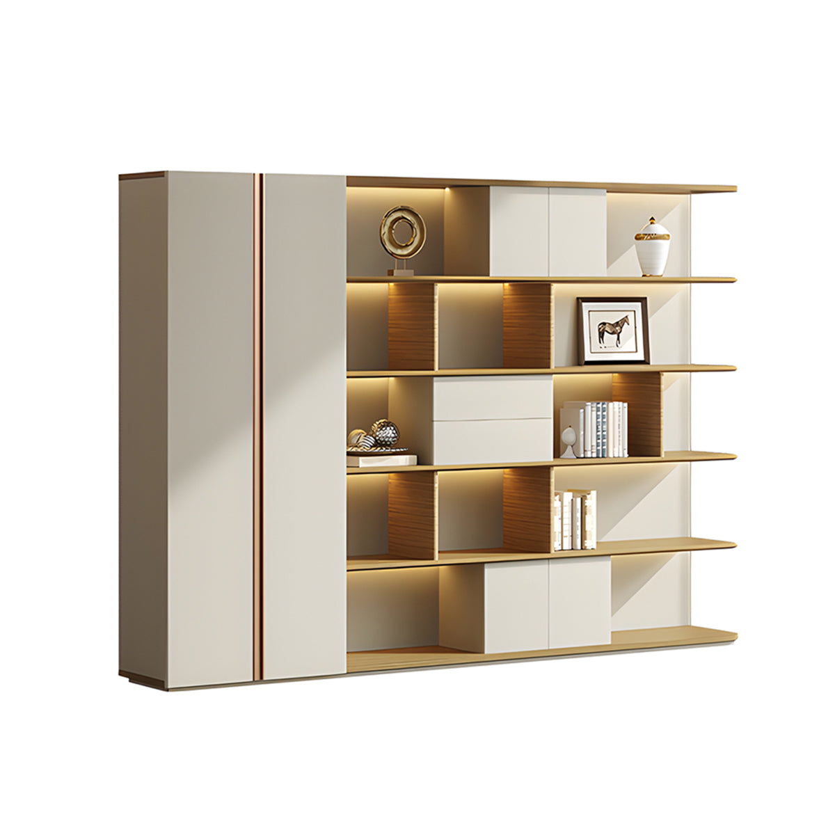 Modern Storage Cabinet with Large Storage Space & LED Lighting