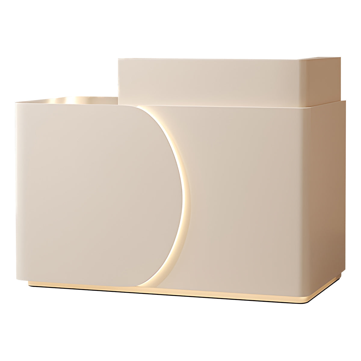 Minimalist Functional Reception Desk with Soft LED Light Strip