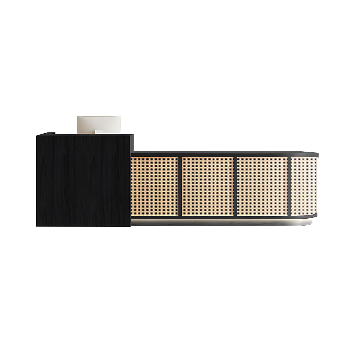 Minimalist Rattan Front Desk Lockable Storage Keyboard Tray