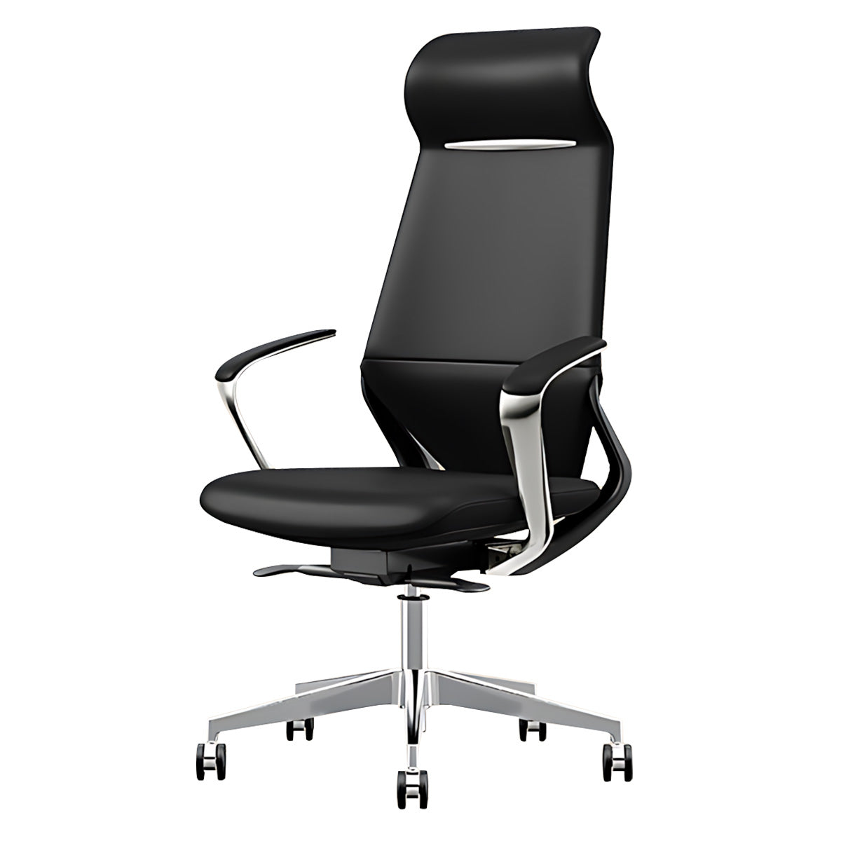 Minimalist Multifunctional Leather Office Chair with Lumbar Support