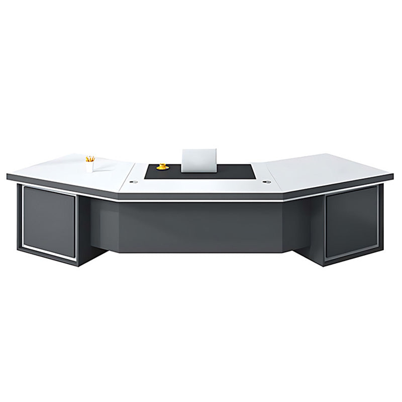 Wrap-around Modern Executive Desk with Two-tone Design