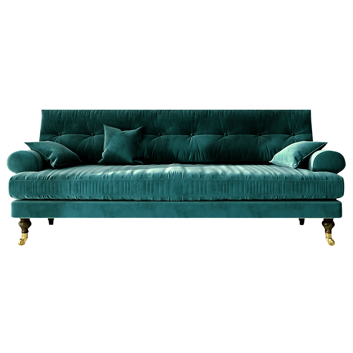 Vintage Green Velvet Sofa with Armrests for Living Rooms（Stock Items）