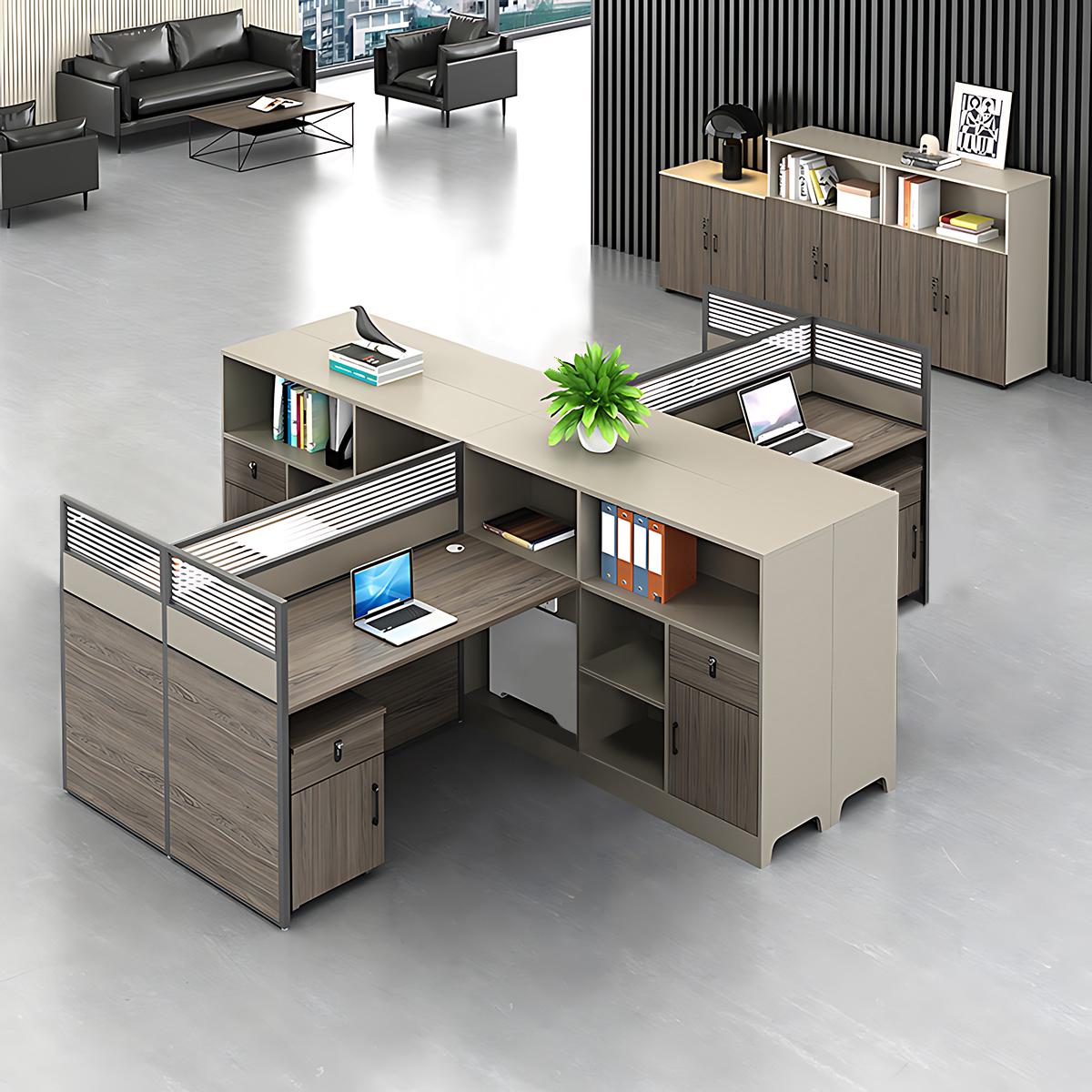 Contemporary Minimalist Multi-functional Office Desk with Partition Design