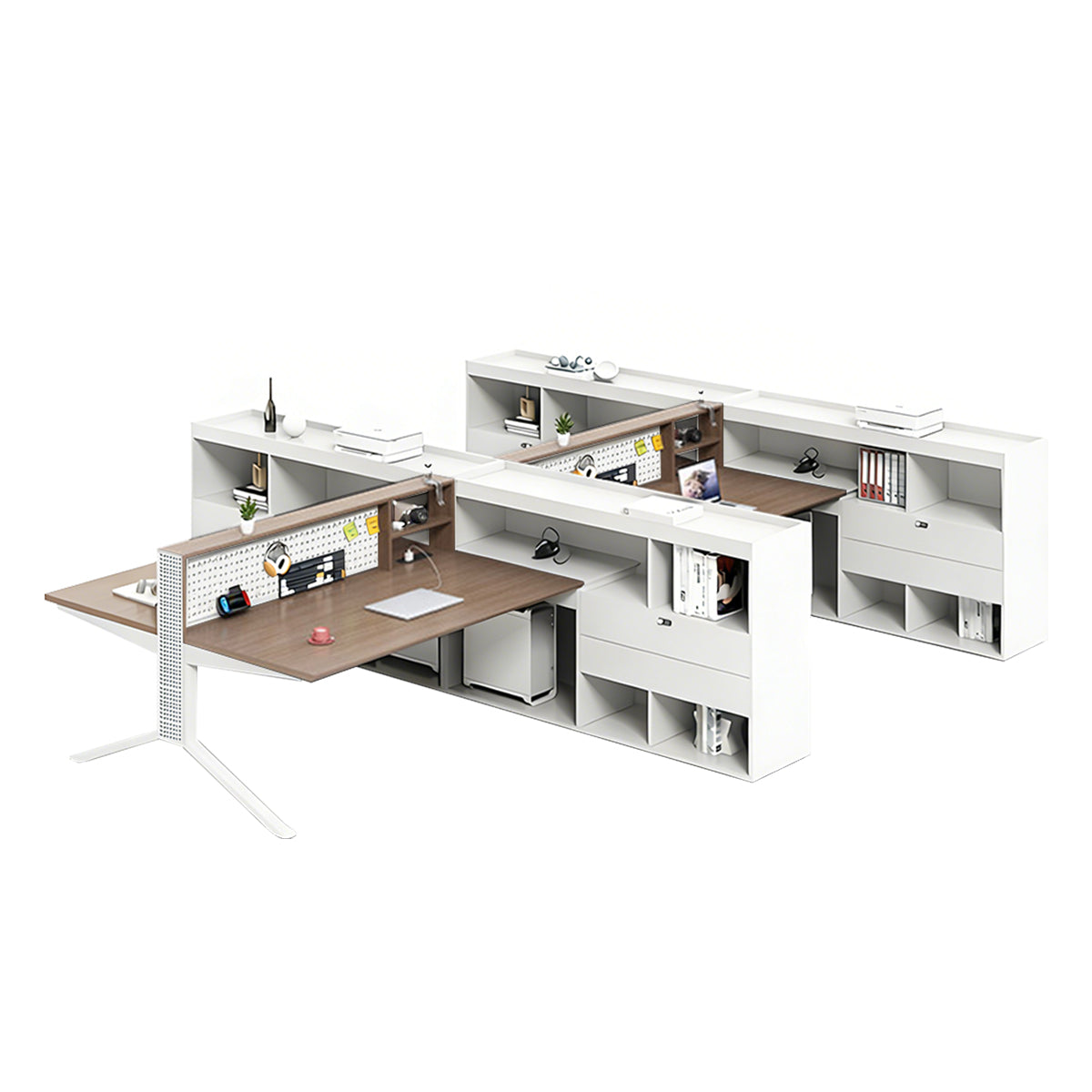 Modern Minimalist Office Desk with Built-In Outlets & Ample Storage