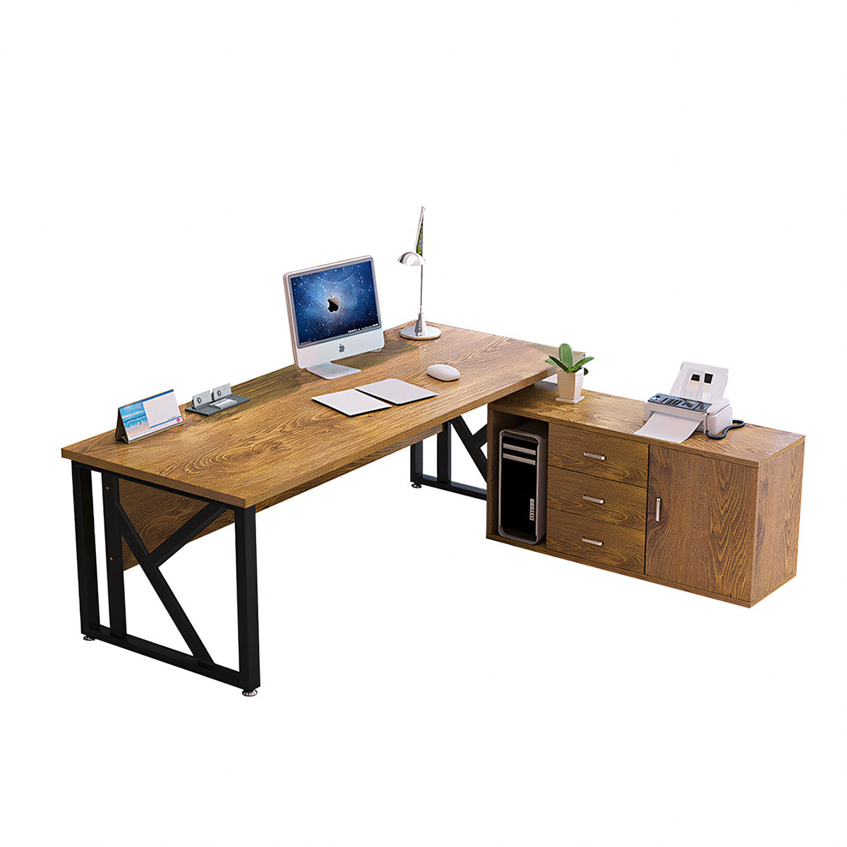 Sleek Modern Executive Desk and Chair Set for Single Person