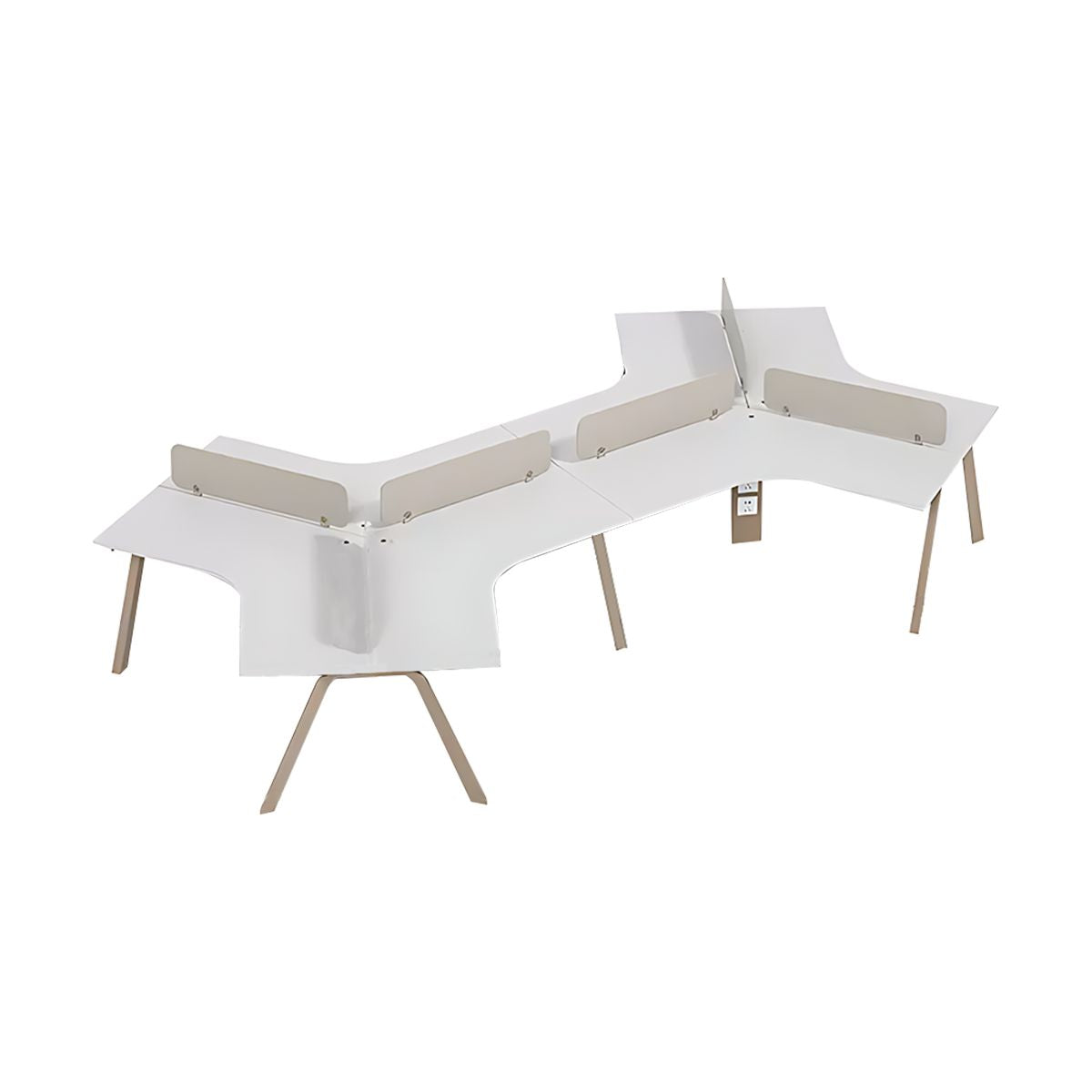 Office Desk, Khaki + White, Khaki + White finish, L151" x W88" x H30", for executive office workspace, modern executive office furniture