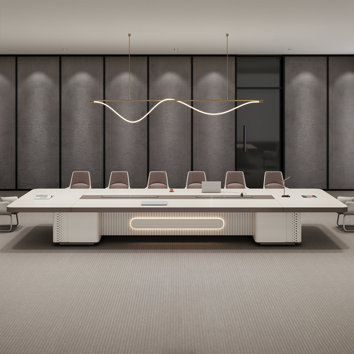 Spacious Conference Table for Meetings with Reinforced Desktop & Storage