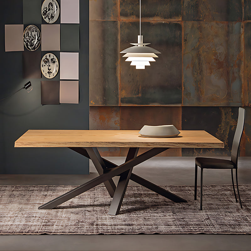 Nordic Solid Wood Conference Table with Eco-Friendly Finish Iron Legs