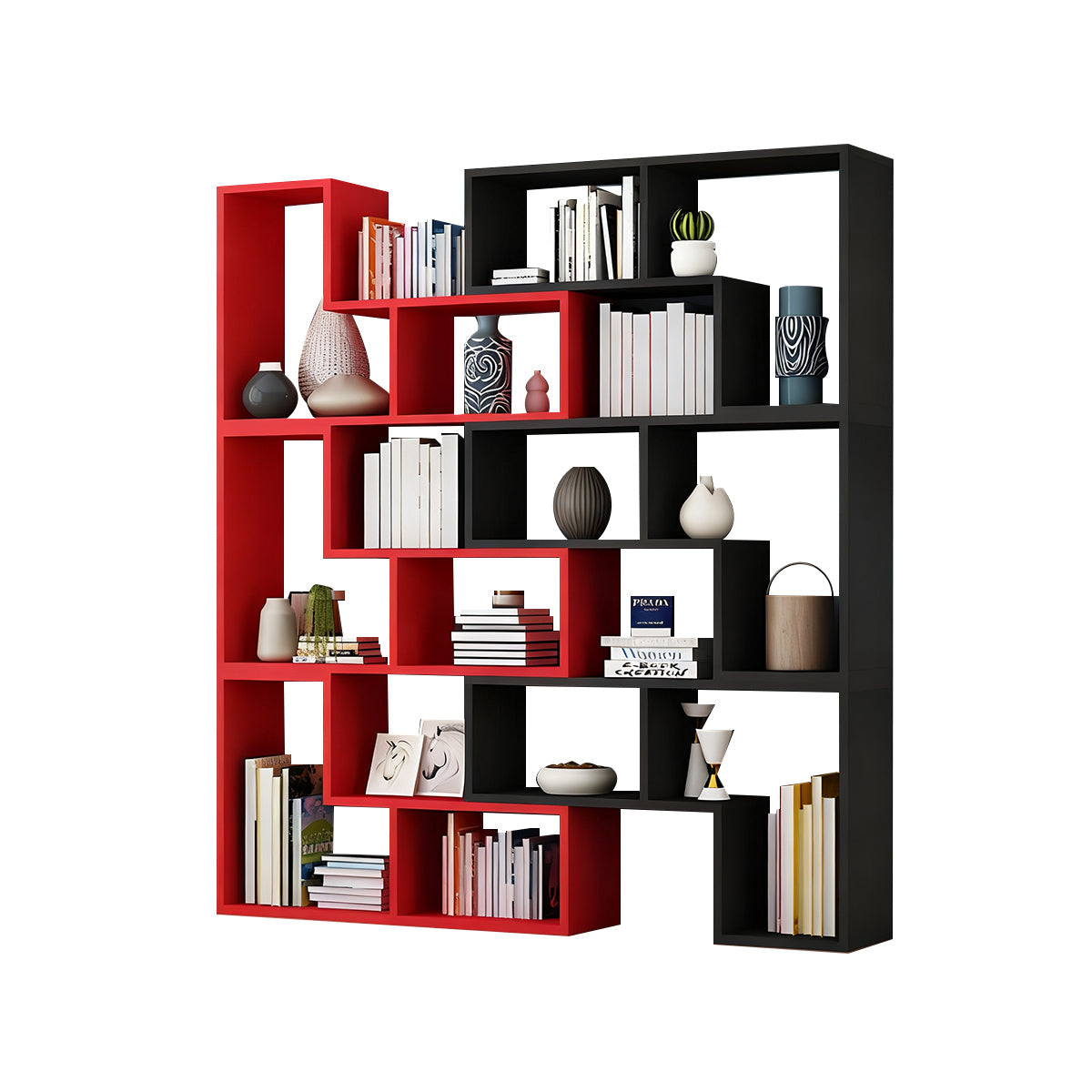Corner Slim Wood Bookshelf for Bedroom or Living Room, Modern Minimalist Design with Creative Display Features CWG-2179