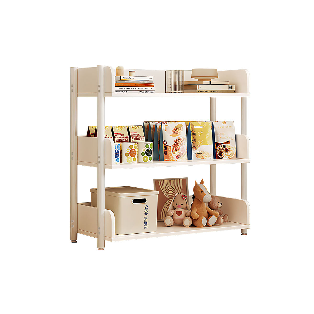 Minimalist Wood Bookshelf with Multi-Layer Storage and Anti-Fall Panels