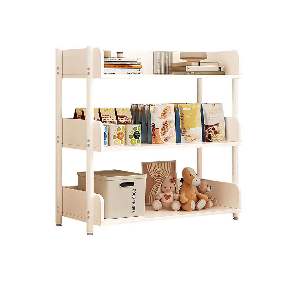 Minimalist Wood Bookshelf with Multi-Layer Storage and Anti-Fall Panels