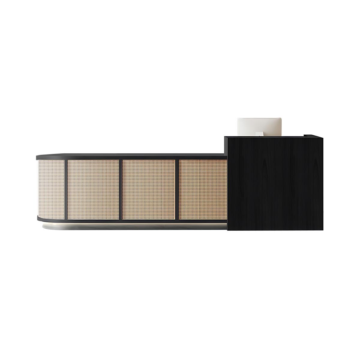 Minimalist Rattan Front Desk Lockable Storage Keyboard Tray