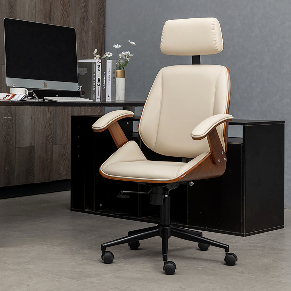 Business-Stylish Office Chair with Comfortable Seat Cushion and Padded Armrests