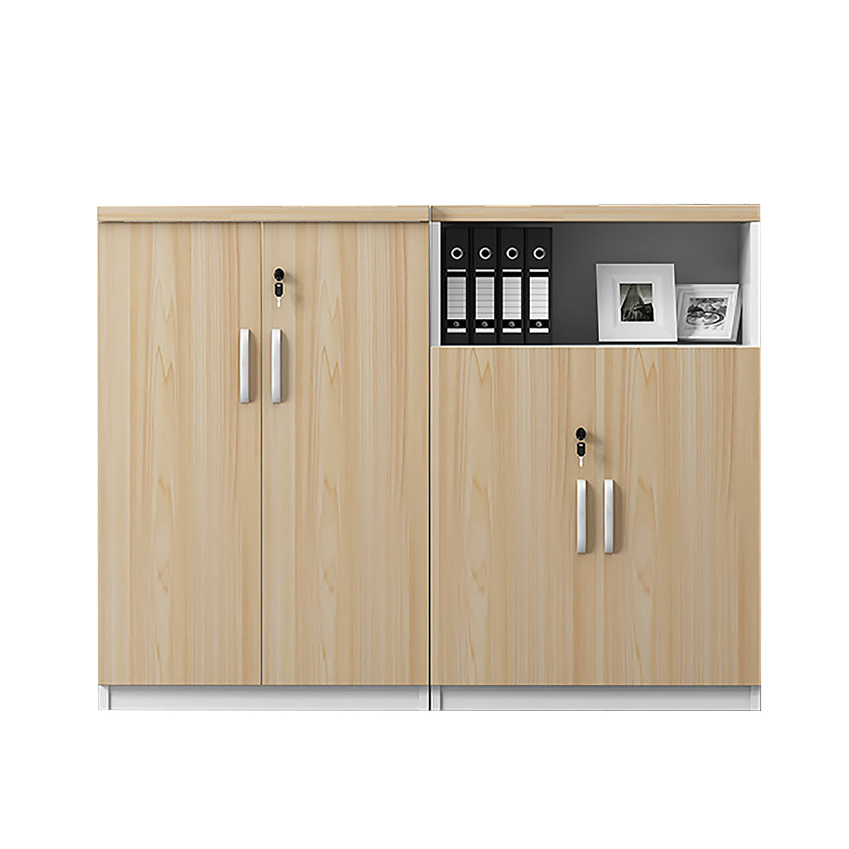 Modern Minimalist Moisture-Resistant Storage Cabinet with Compartments and Lockable Design