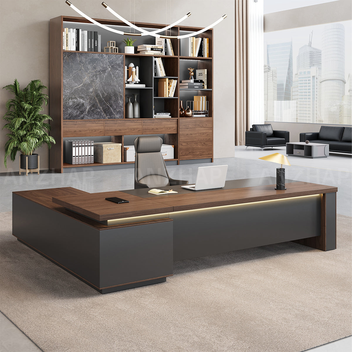 Timeless L-shaped Executive Desk with Spacious Legroom