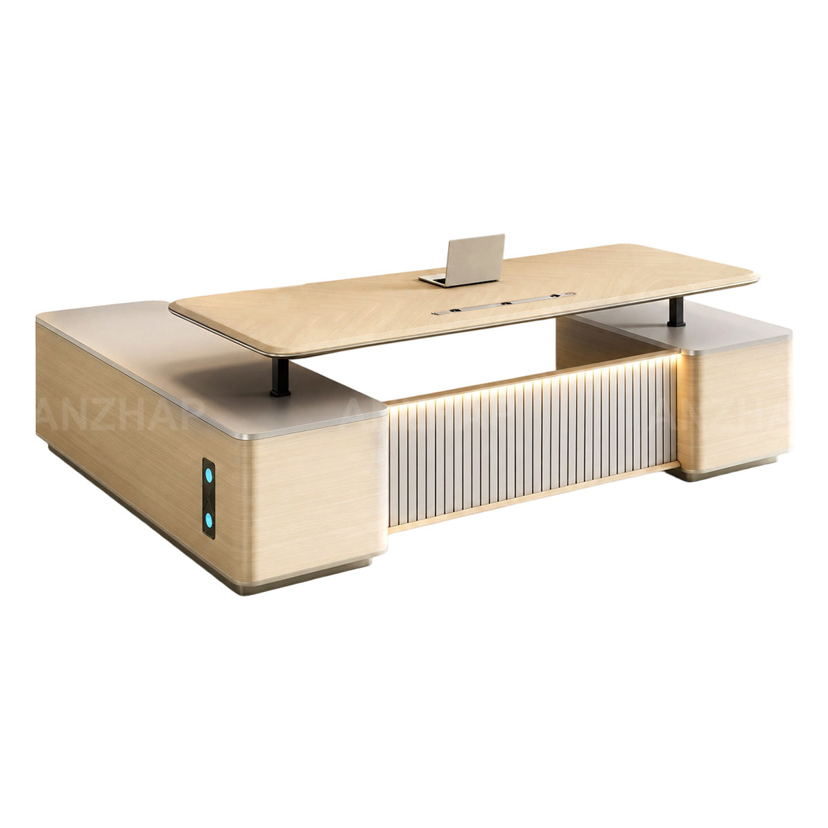Electric Sit-Stand Executive Desk with Power, Storage & CPU Compartment